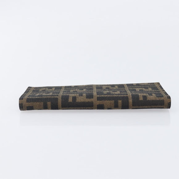 FENDI Zucca Canvas Long Wallet Black Brown Auth 197961V