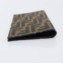 FENDI Zucca Canvas Long Wallet Black Brown Auth 197961V-5
