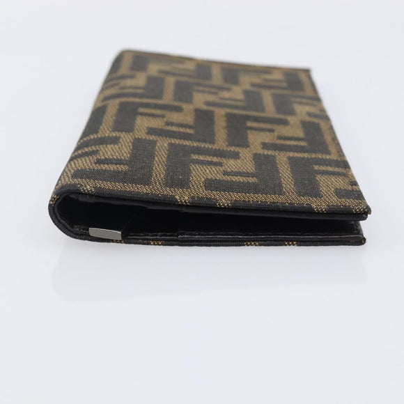 FENDI Zucca Canvas Long Wallet Black Brown Auth 197961V