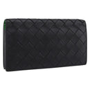 Bottega Veneta INTRECCIATO Long Wallet Leather Black Auth 197965A-1