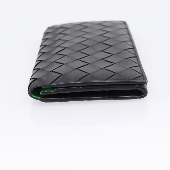 Bottega Veneta INTRECCIATO Long Wallet Leather Black Auth 197965A