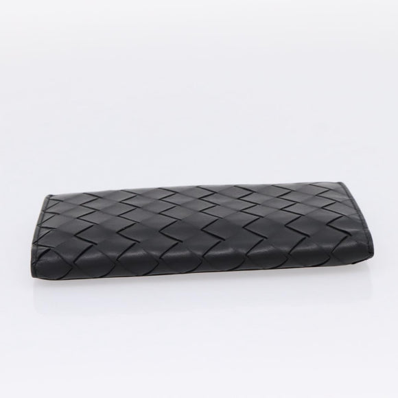 Bottega Veneta INTRECCIATO Long Wallet Leather Black Auth 197965A