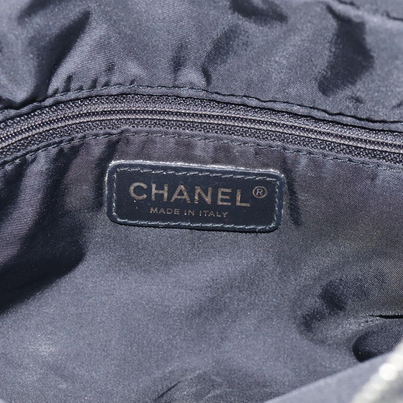 CHANEL New Travel Line Hand Bag Nylon 2way Black Gold CC Auth 198030