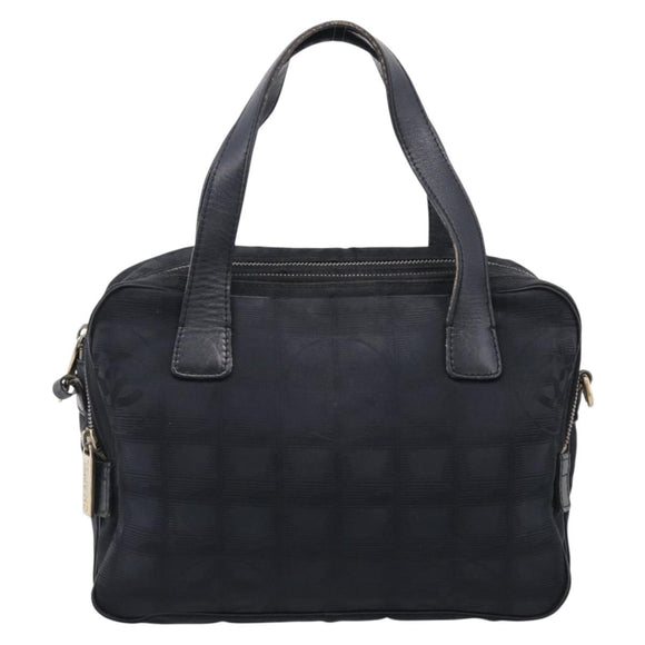 CHANEL New Travel Line Hand Bag Nylon 2way Black Gold CC Auth 198030