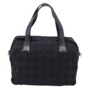 CHANEL New Travel Line Hand Bag Nylon 2way Black Gold CC Auth 198030-3