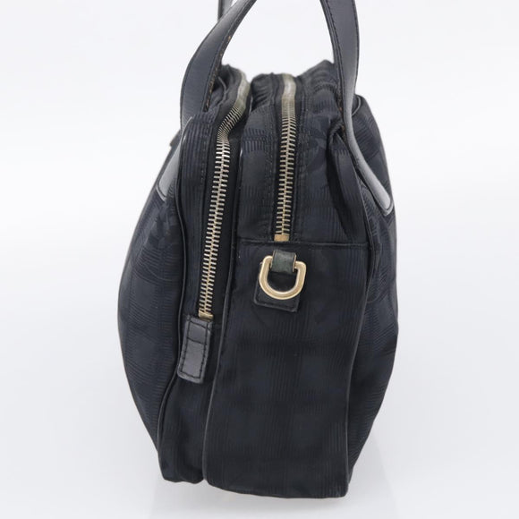 CHANEL New Travel Line Hand Bag Nylon 2way Black Gold CC Auth 198030