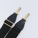 CHANEL Adjustable Shoulder Strap Canvas 30.7""-52"" Black Gold CC Auth 198046-4
