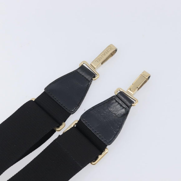 CHANEL Adjustable Shoulder Strap Canvas 30.7""-52"" Black Gold CC Auth 198046