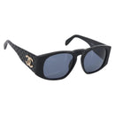 CHANEL Sunglasses Plastic Black Gold CC Auth 198047M-1