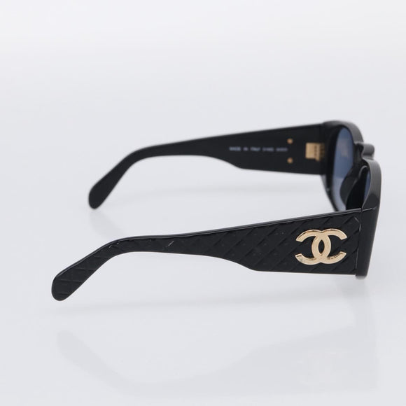 CHANEL Sunglasses Plastic Black Gold CC Auth 198047M