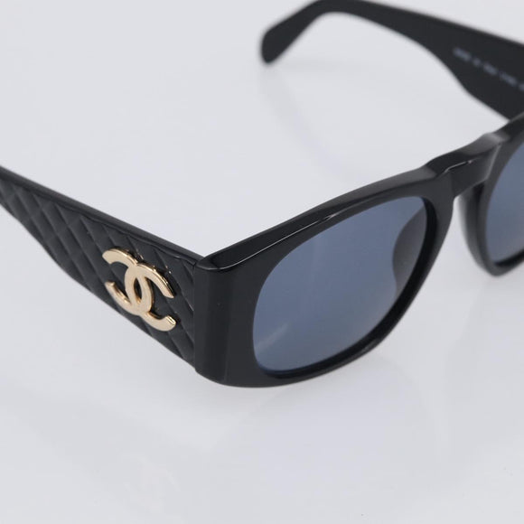 CHANEL Sunglasses Plastic Black Gold CC Auth 198047M