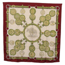 HERMES Carre 90 Scarf ""Cuivreies"" Silk Green Auth 198051-13