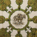 HERMES Carre 90 Scarf ""Cuivreies"" Silk Green Auth 198051-6