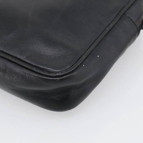 LOEWE Clutch Bag Leather Black Gold Auth 198053
