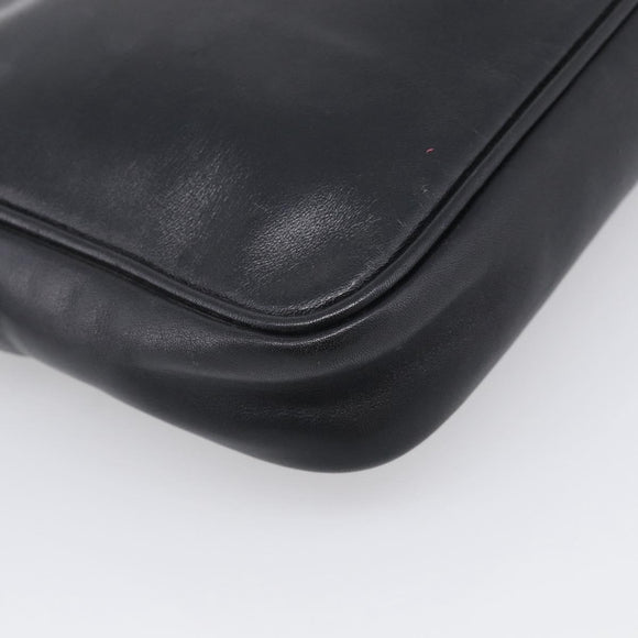 LOEWE Clutch Bag Leather Black Gold Auth 198053