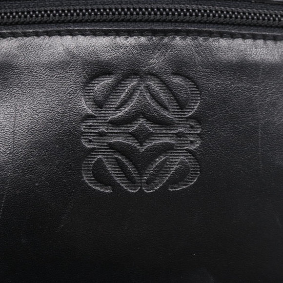 LOEWE Clutch Bag Leather Black Gold Auth 198053