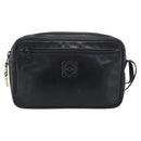 LOEWE Clutch Bag Leather Black Gold Auth 198053-2