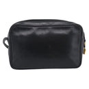 LOEWE Clutch Bag Leather Black Gold Auth 198053-3