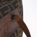 FENDI Zucca Canvas Hand Bag Black Brown Auth 198054-9