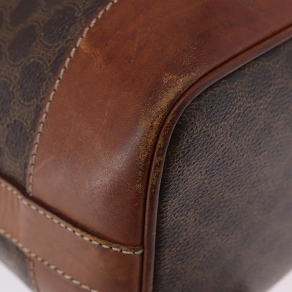 CELINE Macadam Canvas Shoulder Bag PVC Leather Brown Gold Auth 198250
