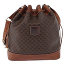 CELINE Macadam Canvas Shoulder Bag PVC Leather Brown Gold Auth 198250-2