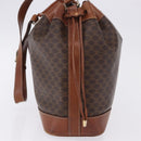 CELINE Macadam Canvas Shoulder Bag PVC Leather Brown Gold Auth 198250-4