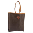 CELINE Macadam Canvas Tote Bag PVC Leather Brown Gold Auth 198251-1