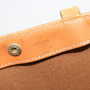 CELINE Macadam Canvas Tote Bag PVC Leather Brown Gold Auth 198251-12
