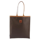 CELINE Macadam Canvas Tote Bag PVC Leather Brown Gold Auth 198251-13