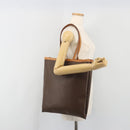 CELINE Macadam Canvas Tote Bag PVC Leather Brown Gold Auth 198251-21
