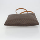 CELINE Macadam Canvas Tote Bag PVC Leather Brown Gold Auth 198251-5
