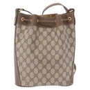 GUCCI GG Supreme Web Sherry Line Bag PVC Beige Gold 72 02 034 Auth 198252-2