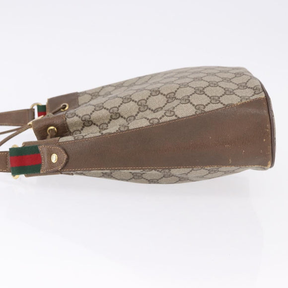 GUCCI GG Supreme Web Sherry Line Bag PVC Beige Gold 72 02 034 Auth 198252