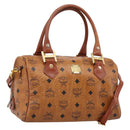 MCM Logogram Vicetos Boston Bag PVC Leather 2way Brown Gold Auth 198253-1