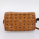 MCM Logogram Vicetos Boston Bag PVC Leather 2way Brown Gold Auth 198253-5