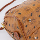 MCM Logogram Vicetos Boston Bag PVC Leather 2way Brown Gold Auth 198253-16