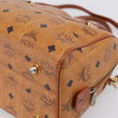 MCM Logogram Vicetos Boston Bag PVC Leather 2way Brown Gold Auth 198253-17