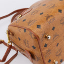 MCM Logogram Vicetos Boston Bag PVC Leather 2way Brown Gold Auth 198253-10