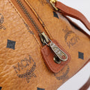 MCM Logogram Vicetos Boston Bag PVC Leather 2way Brown Gold Auth 198253-18
