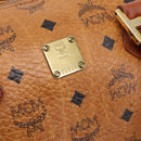 MCM Logogram Vicetos Boston Bag PVC Leather 2way Brown Gold Auth 198253-12