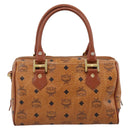 MCM Logogram Vicetos Boston Bag PVC Leather 2way Brown Gold Auth 198253-2
