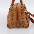 MCM Logogram Vicetos Boston Bag PVC Leather 2way Brown Gold Auth 198253-3