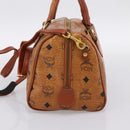 MCM Logogram Vicetos Boston Bag PVC Leather 2way Brown Gold Auth 198253-4