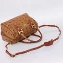 MCM Logogram Vicetos Boston Bag PVC Leather 2way Brown Gold Auth 198253-8