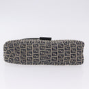 FENDI Zucchino Canvas Mamma Baguette Shoulder Bag Navy Silver Auth 198254V-6