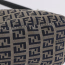 FENDI Zucchino Canvas Mamma Baguette Shoulder Bag Navy Silver Auth 198254V-7