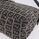 FENDI Zucchino Canvas Mamma Baguette Shoulder Bag Navy Silver Auth 198254V-18