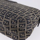 FENDI Zucchino Canvas Mamma Baguette Shoulder Bag Navy Silver Auth 198254V-20