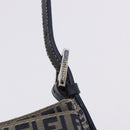 FENDI Zucchino Canvas Mamma Baguette Shoulder Bag Navy Silver Auth 198254V-21