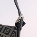 FENDI Zucchino Canvas Mamma Baguette Shoulder Bag Navy Silver Auth 198254V-22